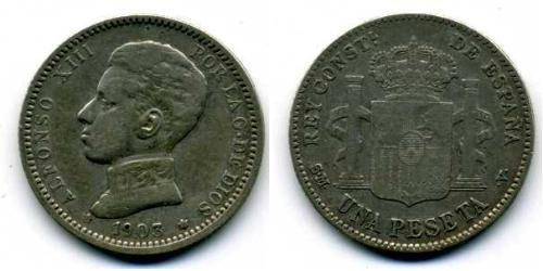 1 Песета Королевство Испания (1874 - 1931) Серебро Alfonso XIII of Spain (1886 - 1941)