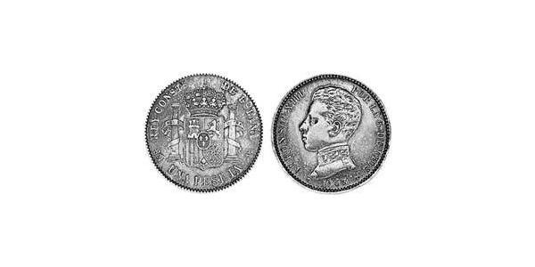 1 Песета Королевство Испания (1874 - 1931) Серебро Alfonso XIII of Spain (1886 - 1941)