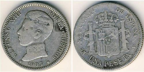 1 Песета Королівство Іспанія (1874 - 1931) Срібло 