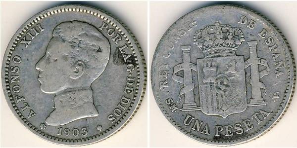 1 Песета Королівство Іспанія (1874 - 1931) Срібло 