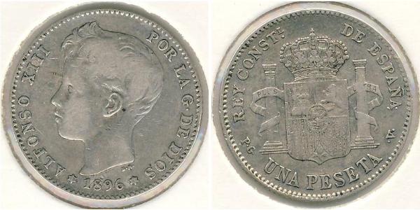 1 Песета Королівство Іспанія (1874 - 1931) Срібло 