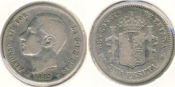 1 Песета Королівство Іспанія (1874 - 1931) Срібло 
