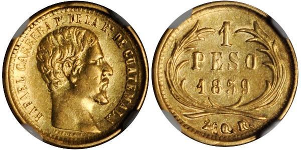1 Песо Республіка Ґватемала (1838 - ) Золото Рафаель Каррера