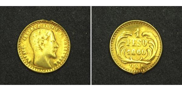 1 Песо Республіка Ґватемала (1838 - ) Золото Рафаель Каррера