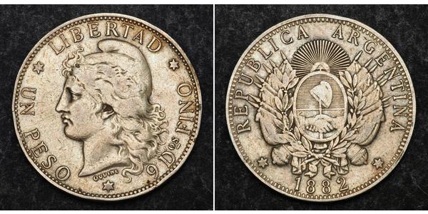 1 Песо Аргентинская Республика (1861 - ) Серебро 