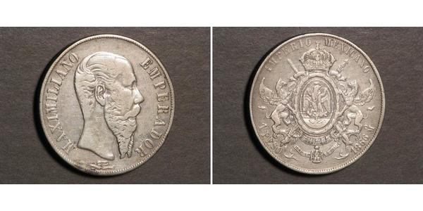 1 Песо Вторая Мексиканская империя (1864 - 1867) Серебро Maximilian I of Mexico (1832 - 1867)
