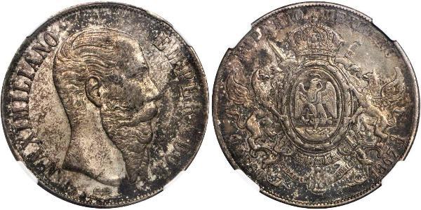 1 Песо Вторая Мексиканская империя (1864 - 1867) Серебро Maximilian I of Mexico (1832 - 1867)