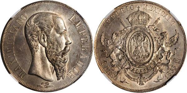 1 Песо Вторая Мексиканская империя (1864 - 1867) Серебро Maximilian I of Mexico (1832 - 1867)