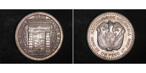 1 Песо Колумбия Серебро 