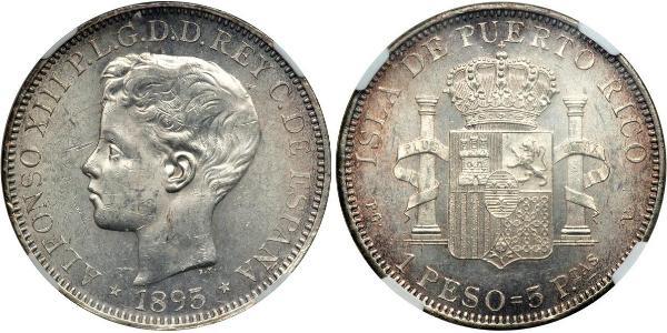 1 Песо Пуэрто-Рико Серебро Alfonso XIII of Spain (1886 - 1941)