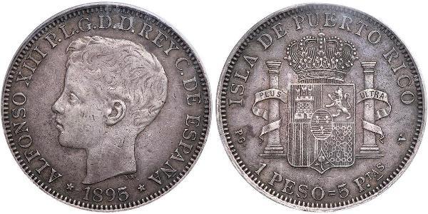 1 Песо Пуэрто-Рико Серебро Alfonso XIII of Spain (1886 - 1941)