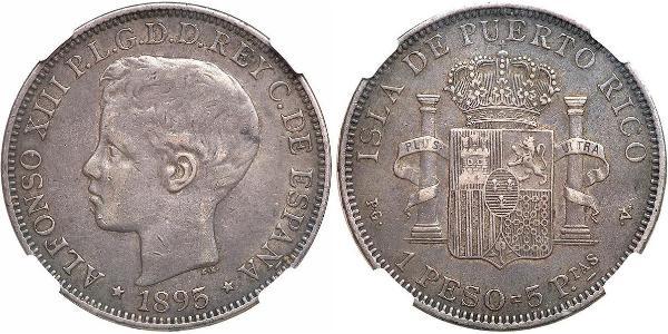 1 Песо Пуэрто-Рико Серебро Alfonso XIII of Spain (1886 - 1941)