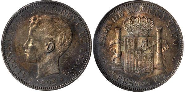 1 Песо Пуэрто-Рико Серебро Alfonso XIII of Spain (1886 - 1941)