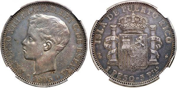 1 Песо Пуэрто-Рико Серебро Alfonso XIII of Spain (1886 - 1941)