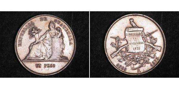 1 Песо Республика Гватемала (1838 - ) Серебро 