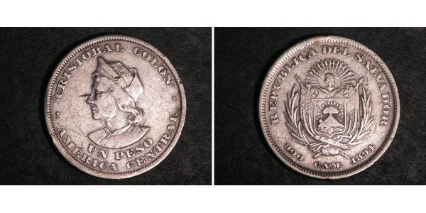 1 Песо Сальвадор Серебро Христофор Колумб (1451 - 1506)