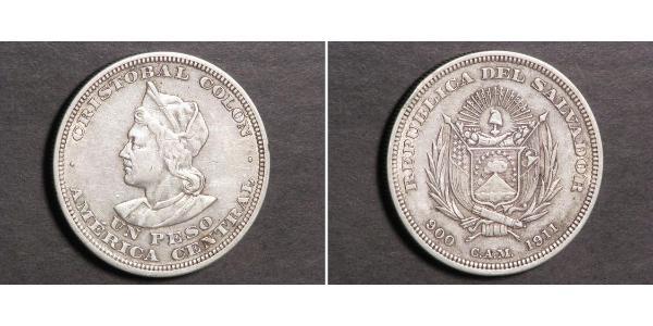 1 Песо Сальвадор Серебро Христофор Колумб (1451 - 1506)