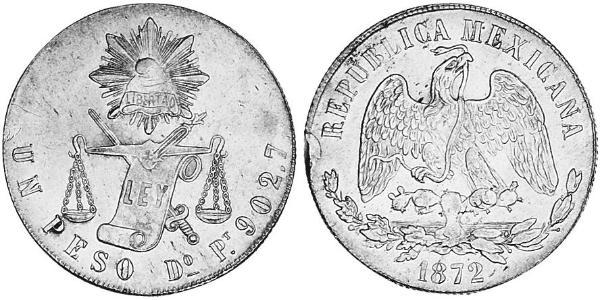 1 Песо Соединённые Штаты Мексики (1867 - ) Серебро 