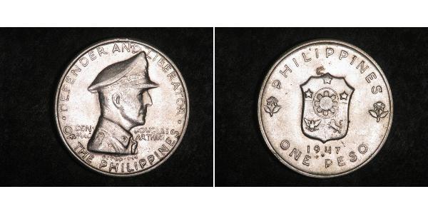 1 Песо Филиппины Серебро Douglas MacArthur (1880 - 1964) 