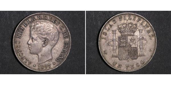1 Песо Филиппины Серебро Alfonso XIII of Spain (1886 - 1941)