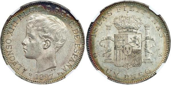 1 Песо Филиппины Серебро Alfonso XIII of Spain (1886 - 1941)
