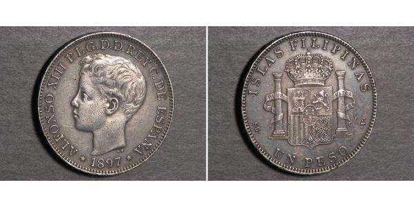 1 Песо Филиппины Серебро Alfonso XIII of Spain (1886 - 1941)