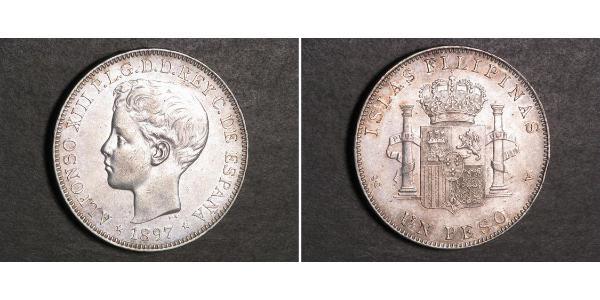 1 Песо Филиппины Серебро Alfonso XIII of Spain (1886 - 1941)