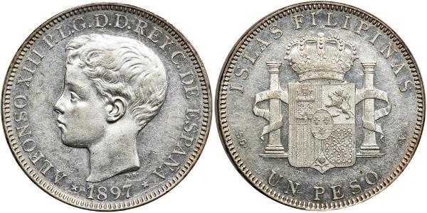 1 Песо Филиппины Серебро Alfonso XIII of Spain (1886 - 1941)