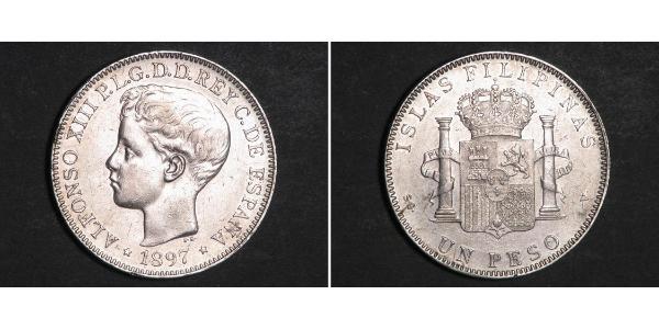 1 Песо Филиппины Серебро Alfonso XIII of Spain (1886 - 1941)
