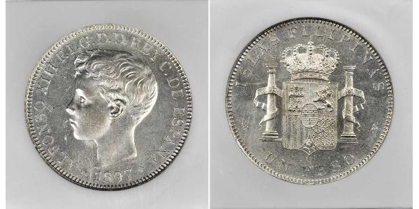 1 Песо Филиппины Серебро Alfonso XIII of Spain (1886 - 1941)