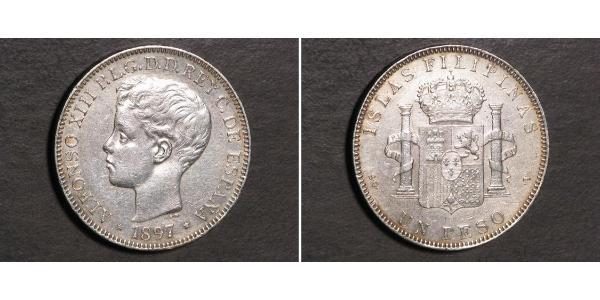 1 Песо Филиппины Серебро Alfonso XIII of Spain (1886 - 1941)