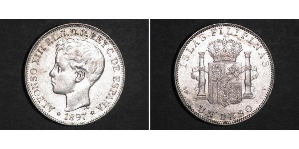 1 Песо Филиппины Серебро Alfonso XIII of Spain (1886 - 1941)