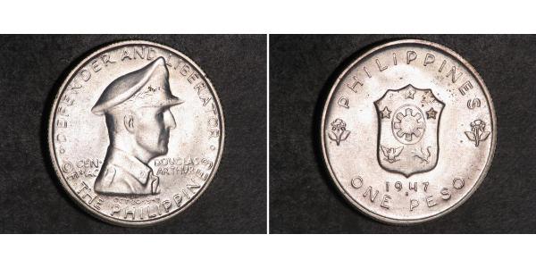 1 Песо Филиппины Серебро Douglas MacArthur (1880 - 1964) 