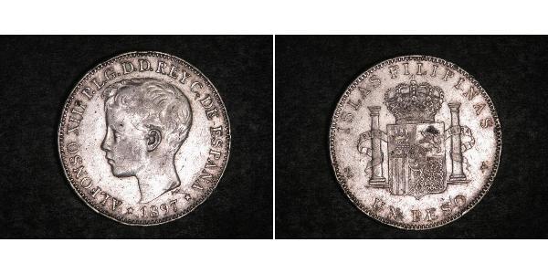 1 Песо Филиппины Серебро Alfonso XIII of Spain (1886 - 1941)