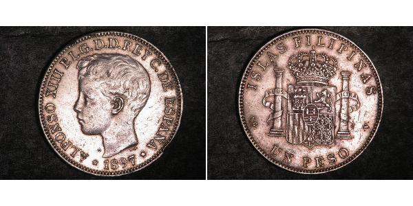 1 Песо Филиппины Серебро Alfonso XIII of Spain (1886 - 1941)
