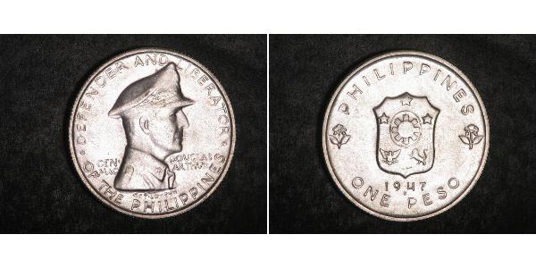 1 Песо Филиппины Серебро Douglas MacArthur (1880 - 1964) 