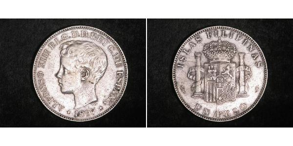 1 Песо Филиппины Серебро Alfonso XIII of Spain (1886 - 1941)