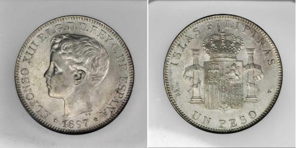 1 Песо Филиппины Серебро Alfonso XIII of Spain (1886 - 1941)