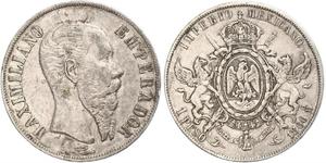 1 Песо Second Mexican Empire (1864 - 1867) Срібло Maximilian I of Mexico (1832 - 1867)