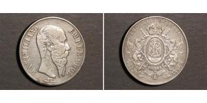 1 Песо Second Mexican Empire (1864 - 1867) Срібло Maximilian I of Mexico (1832 - 1867)