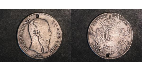 1 Песо Second Mexican Empire (1864 - 1867) Срібло Maximilian I of Mexico (1832 - 1867)