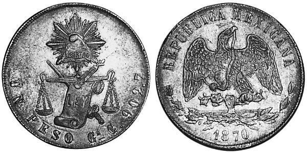1 Песо Мексиканські Сполучені Штати (1867 - ) Срібло 