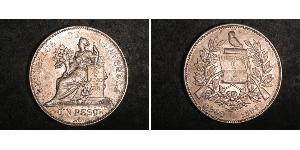 1 Песо Республіка Ґватемала (1838 - ) Срібло 