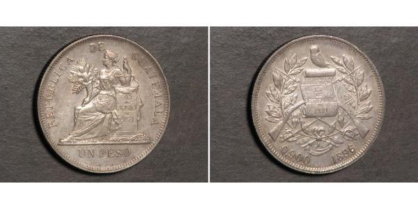 1 Песо Республіка Ґватемала (1838 - ) Срібло 