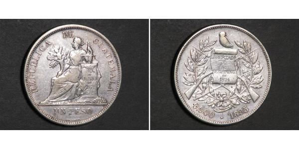 1 Песо Республіка Ґватемала (1838 - ) Срібло 
