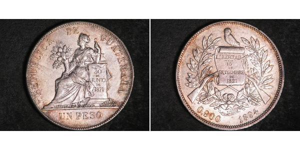 1 Песо Республіка Ґватемала (1838 - ) Срібло 