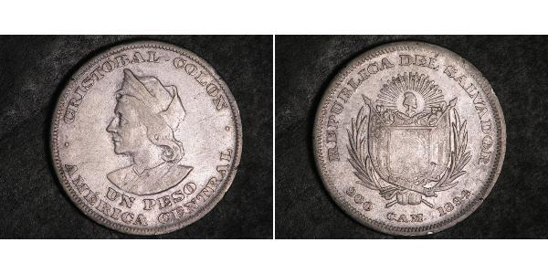 1 Песо Сальвадор Срібло Христофор Колумб (1451 - 1506)