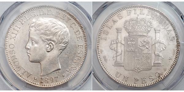 1 Песо Філіппіни Срібло Alfonso XIII of Spain (1886 - 1941)