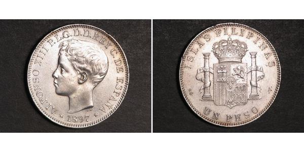 1 Песо Філіппіни Срібло Alfonso XIII of Spain (1886 - 1941)