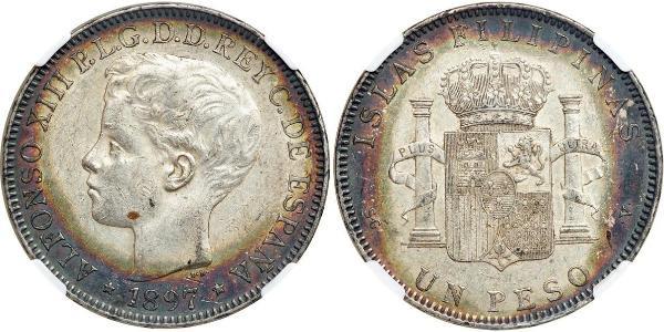1 Песо Філіппіни Срібло Alfonso XIII of Spain (1886 - 1941)